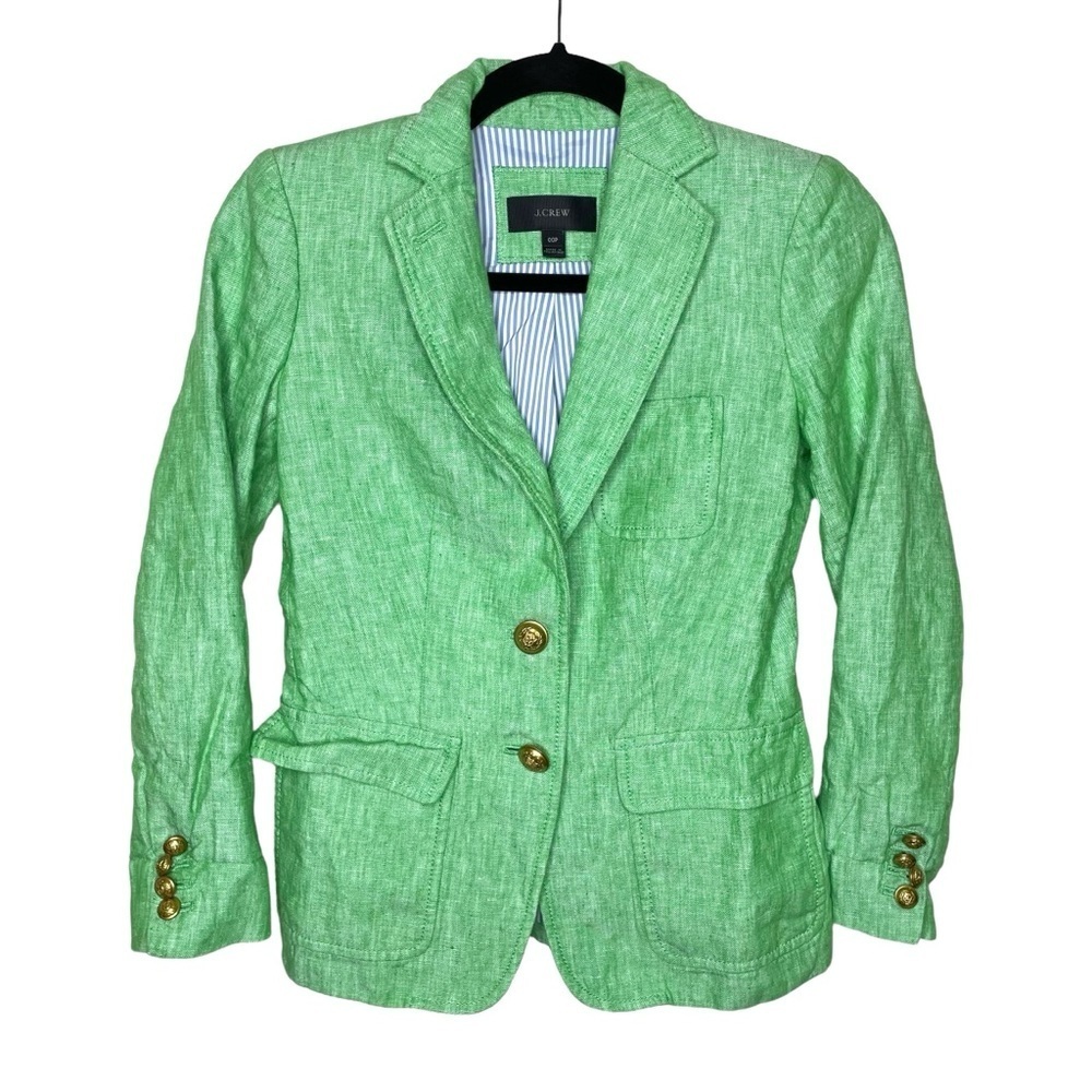 J. Crew Rhodes 100% Linen Blazer Jacket Lime - Picture 3 of 16